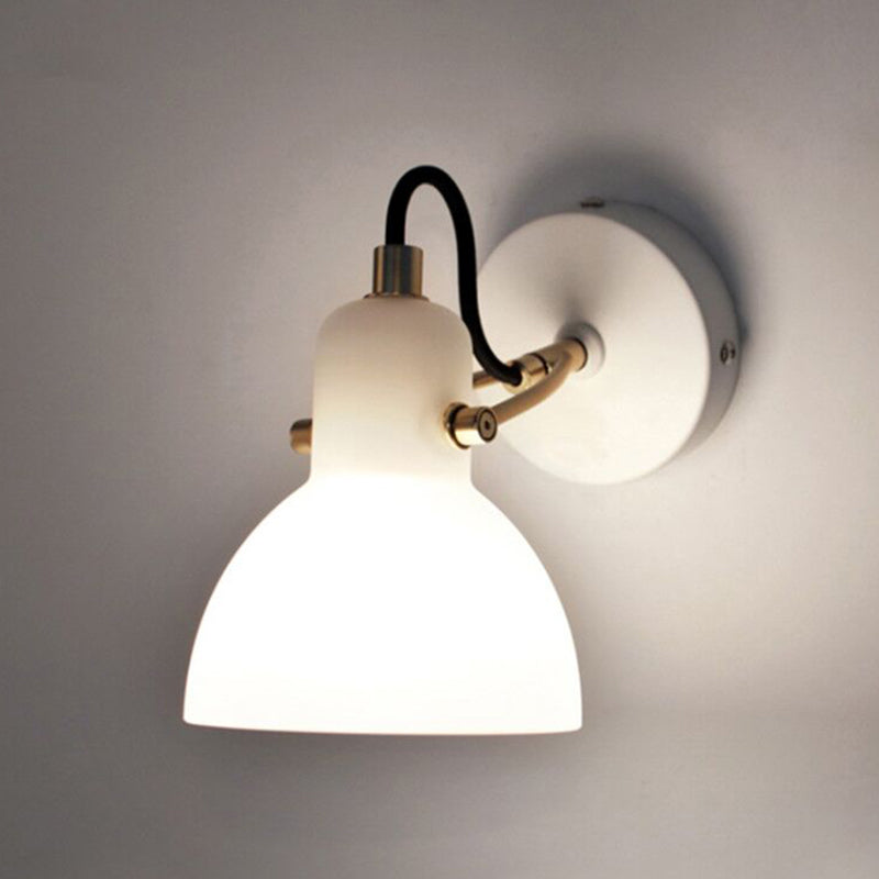 Contemporary Armed Wall Mounted Light Fixture 1-Light Glass Sconce Light for Bedroom