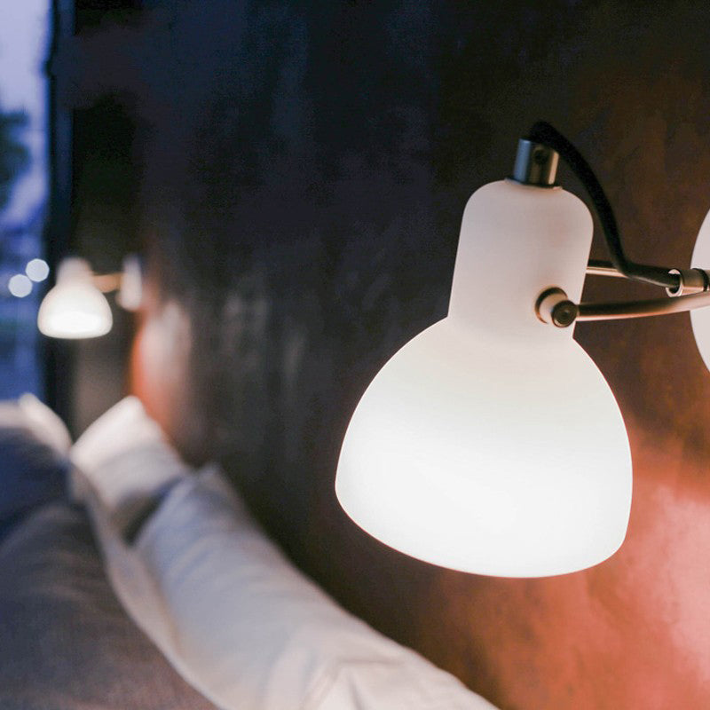 Contemporary Armed Wall Mounted Light Fixture 1-Light Glass Sconce Light for Bedroom