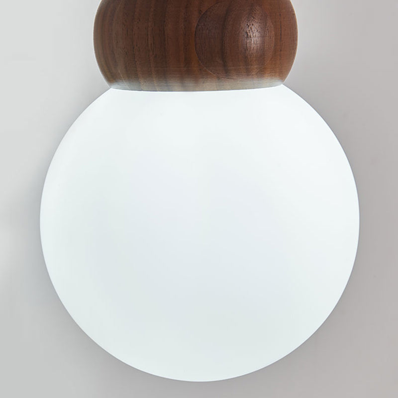 Globe Wood Wall Lamp 1-Light Contemporary Glass Armed Wall Mount Lamp for Bedroom