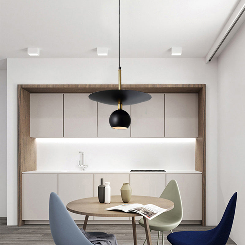 Metal Globe Hanging Light Fixture Minimalist 1 Light Black Suspension Lamp for Dining Room