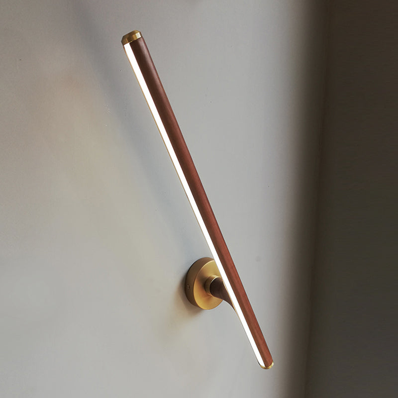Lampada da parete a parete in legno contemporanea a 1 luci a parete a parete lineare per camera da letto