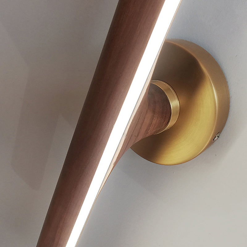 Lampada da parete a parete in legno contemporanea a 1 luci a parete a parete lineare per camera da letto