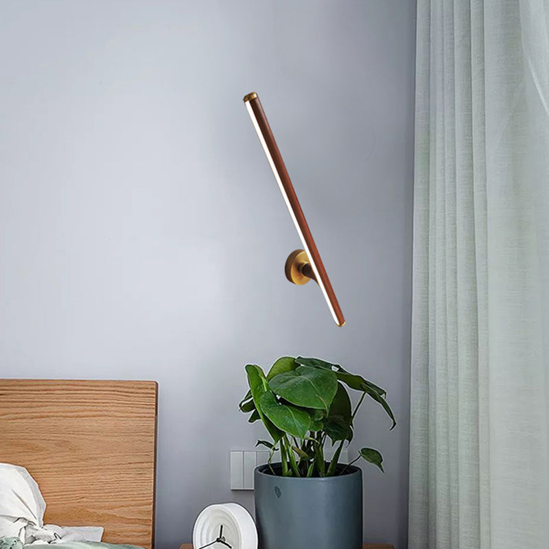 Lampada da parete a parete in legno contemporanea a 1 luci a parete a parete lineare per camera da letto