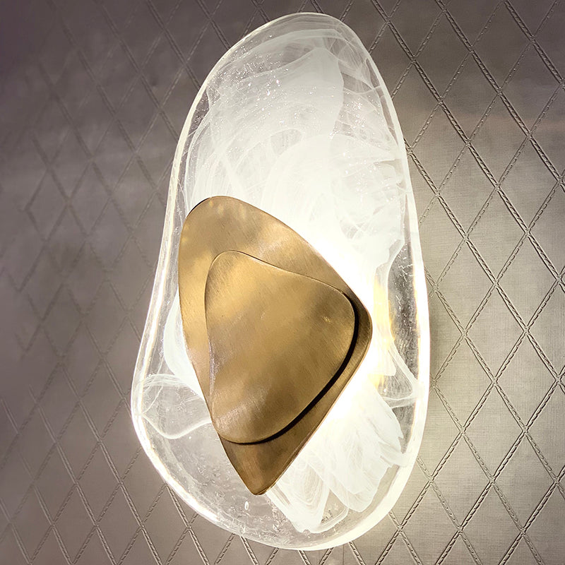 Illuminazione a parete di vetro contemporanea a 1 luce geometrica di sconde per soggiorno