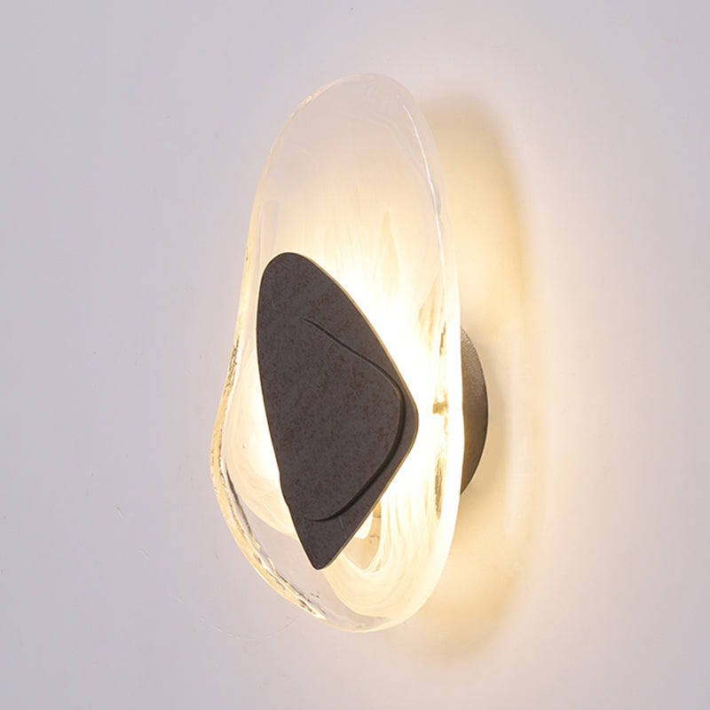 Illuminazione a parete di vetro contemporanea a 1 luce geometrica di sconde per soggiorno