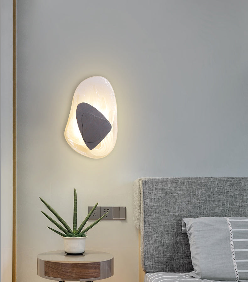 Illuminazione a parete di vetro contemporanea a 1 luce geometrica di sconde per soggiorno