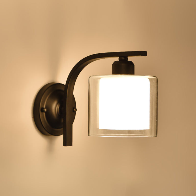 Schwarze klare Glaswandlampe Leuchte Industriestil Lampe für Wohnzimmer