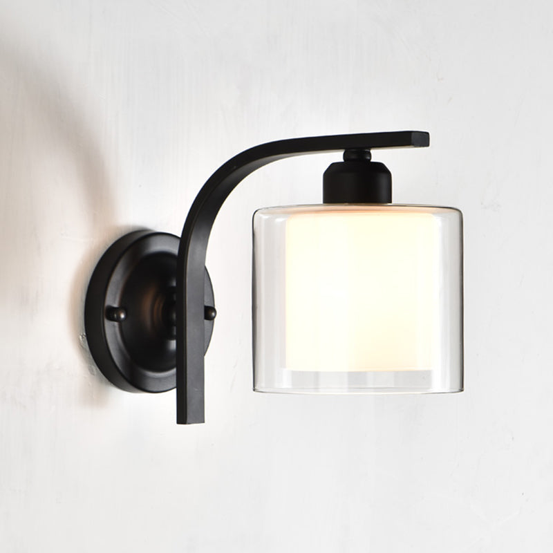 Schwarze klare Glaswandlampe Leuchte Industriestil Lampe für Wohnzimmer