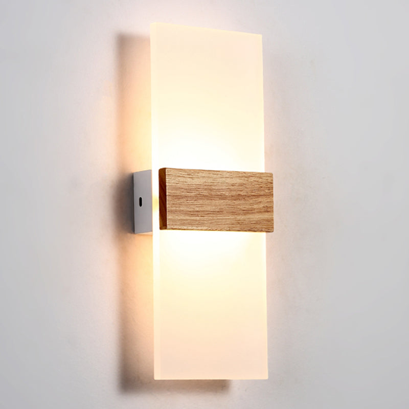 Houten 1-licht LED-muurlicht moderne noordse stijl wandkonsel voor slaapkamer