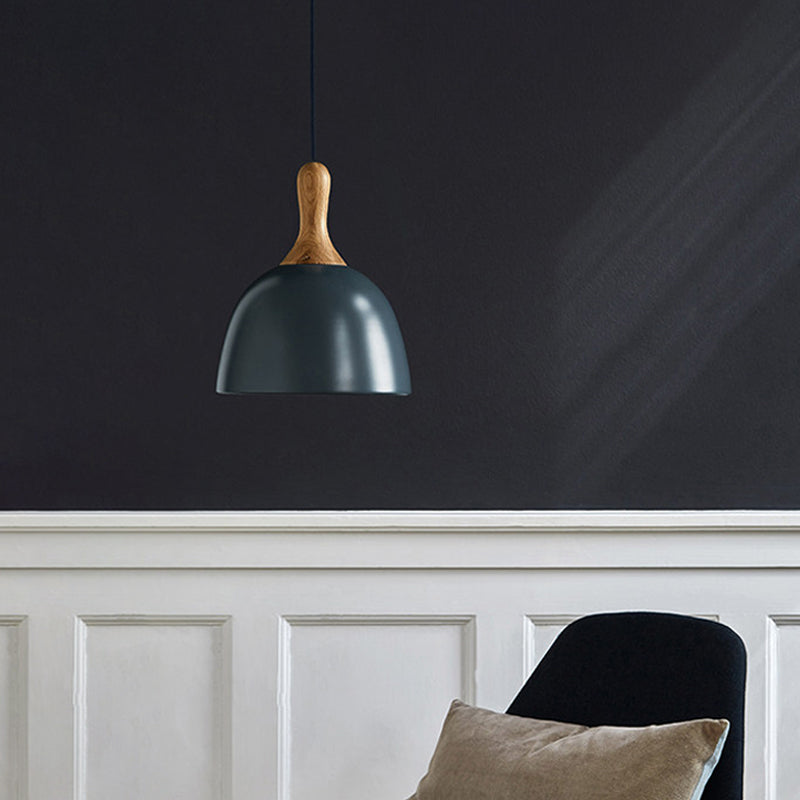 Dome Metal Pendant Ceiling Light Modern Style 1 Light Dark Army Green Hanging Lamp