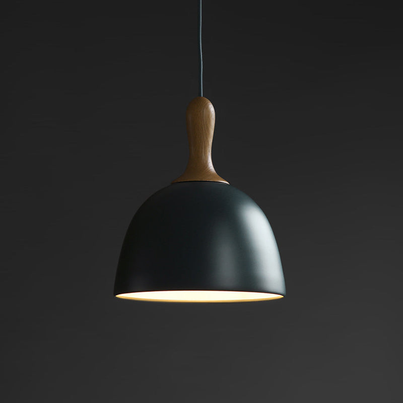 Dome Metal Pendant Ceiling Light Modern Style 1 Light Dark Army Green Hanging Lamp