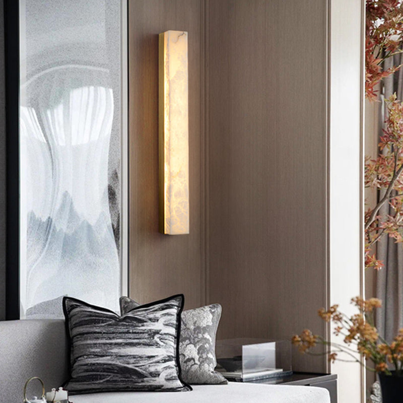 Marble Contemporary Wall Sconce 1-Light Linear Wall Mounted Lighting for Living Room