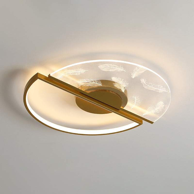 Luminaire de plafond rond en aluminium encastré plume LED créative moderne avec abat - jour acrylique