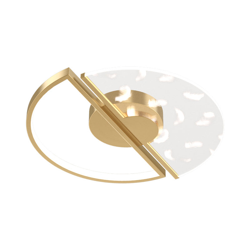 Modern Creative LED Feather Flush Mount Aluminium Circular Ceiling Fixture with Acrylic Shade