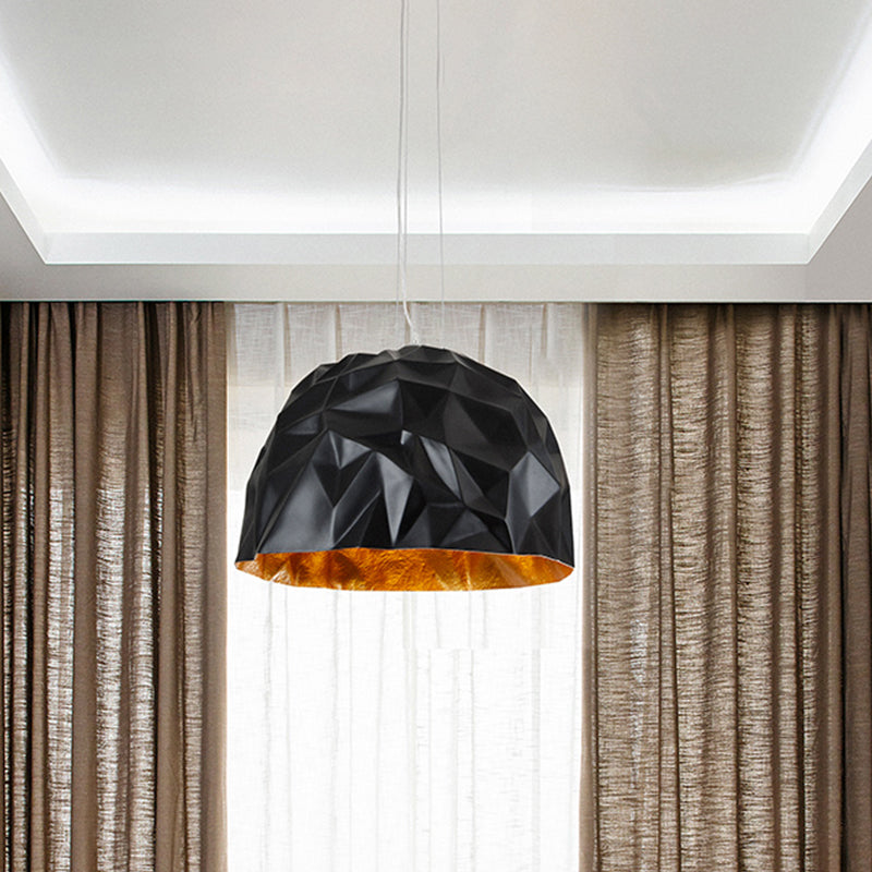 Contemporary Domed Metal Hanging Ceiling Light 1 Light Suspension Pendant in Black/White