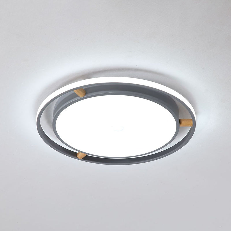 Ronde Slaapkamer Flush Mount Verlichting Metaal Hedendaagse 16 "/19.5" /23.5 " Breed LED Plafond Licht armatuur in Grijs