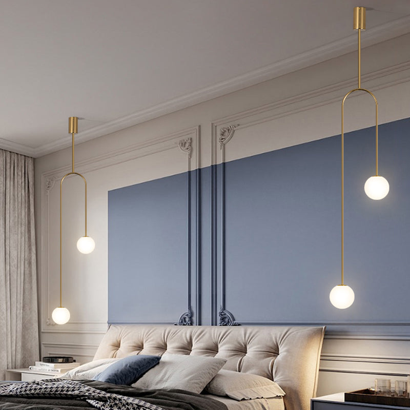 2 Lichter sphärische Anhängerbeleuchtung moderne Einfachheit Milchglas Anhänger Deckenleuchten
