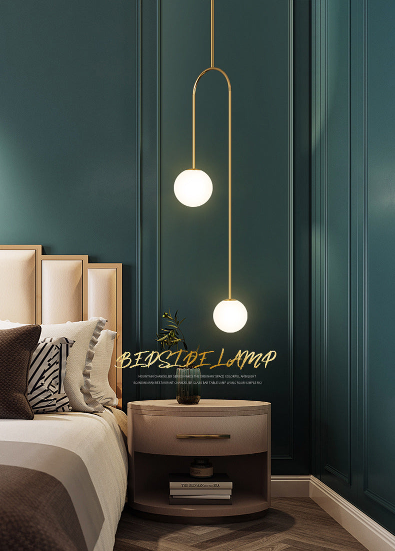 2 Lichter sphärische Anhängerbeleuchtung moderne Einfachheit Milchglas Anhänger Deckenleuchten