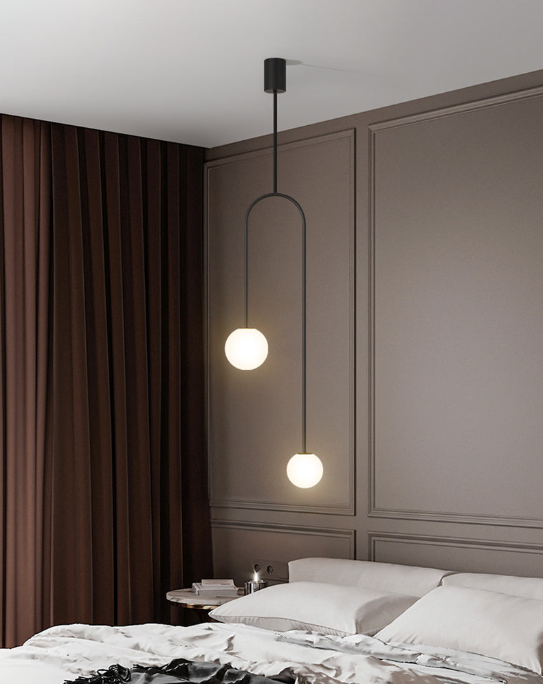 2 Lichter sphärische Anhängerbeleuchtung moderne Einfachheit Milchglas Anhänger Deckenleuchten