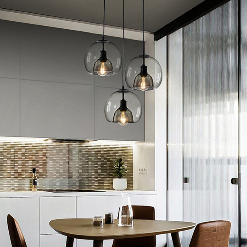 Modern Simplicity Round Cluster Pendant Light Glass Hanging Light for Living Room