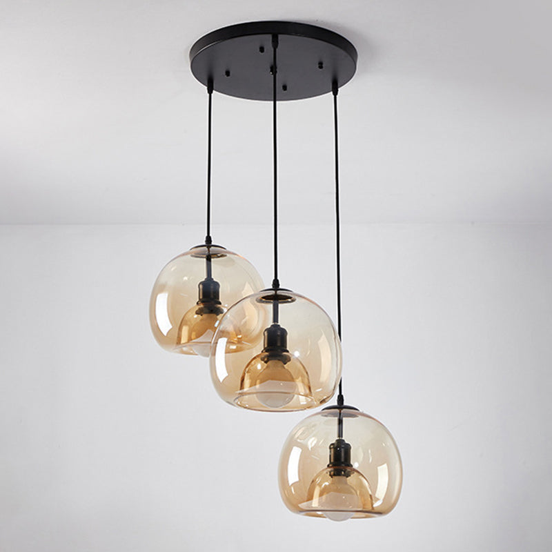 Modern Simplicity Round Cluster Pendant Light Glass Hanging Light for Living Room
