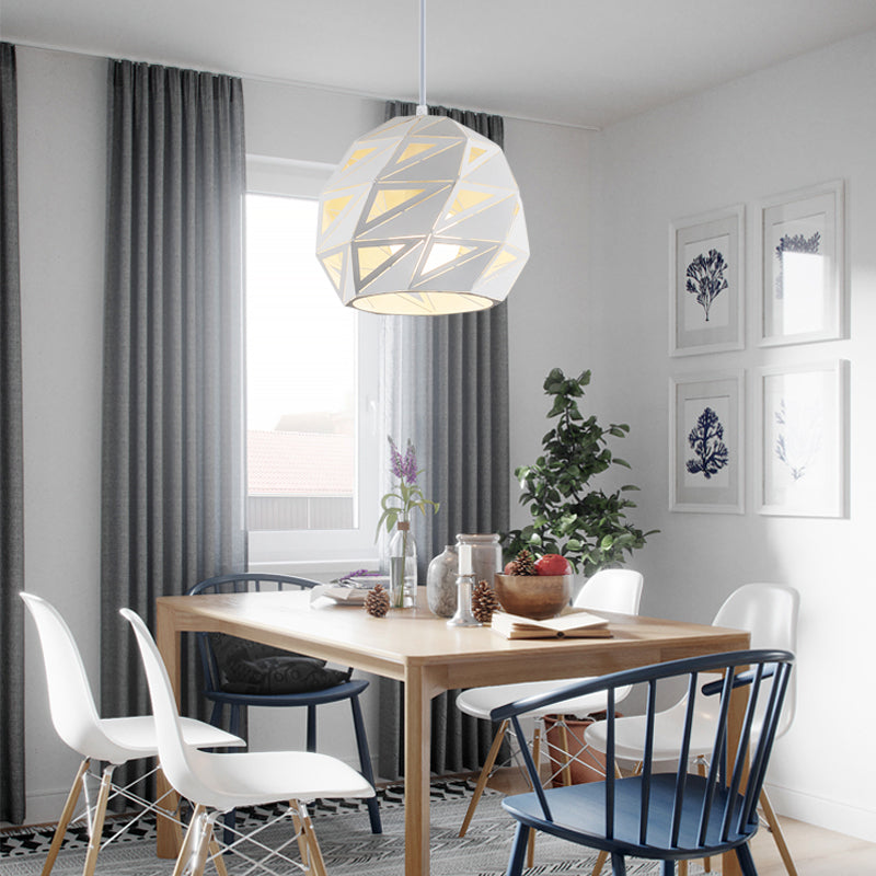 10"/12.5" Wide Metal Laser-Cut Pendant Light Fixture Minimalist 1 Light White/Black Hanging Lamp Kit