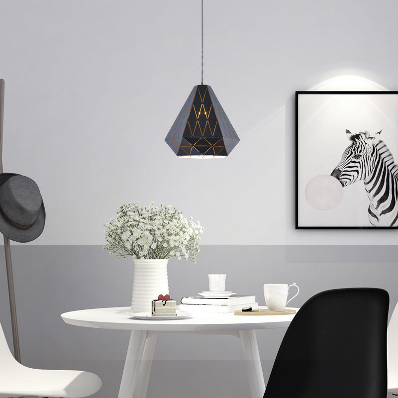 Éclairage de pendentif diamant en métal MODERNE MODERNE ÉLECTRÉ 1 LUMINE LUR SUSPENSION EN NOIR