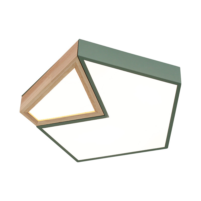 Wit/Groen Pentagon Flushmount Verlichting Hedendaagse Hout LED Flush Plafond Licht fixture in Wit/Warm Licht