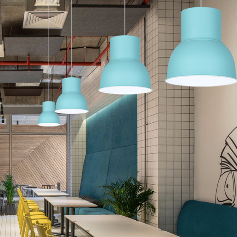 Metal Dome Shade Suspension Pendant Minimalist 10"/14"/15" Wide 1 Light Hanging Light Fixture in Blue/Green