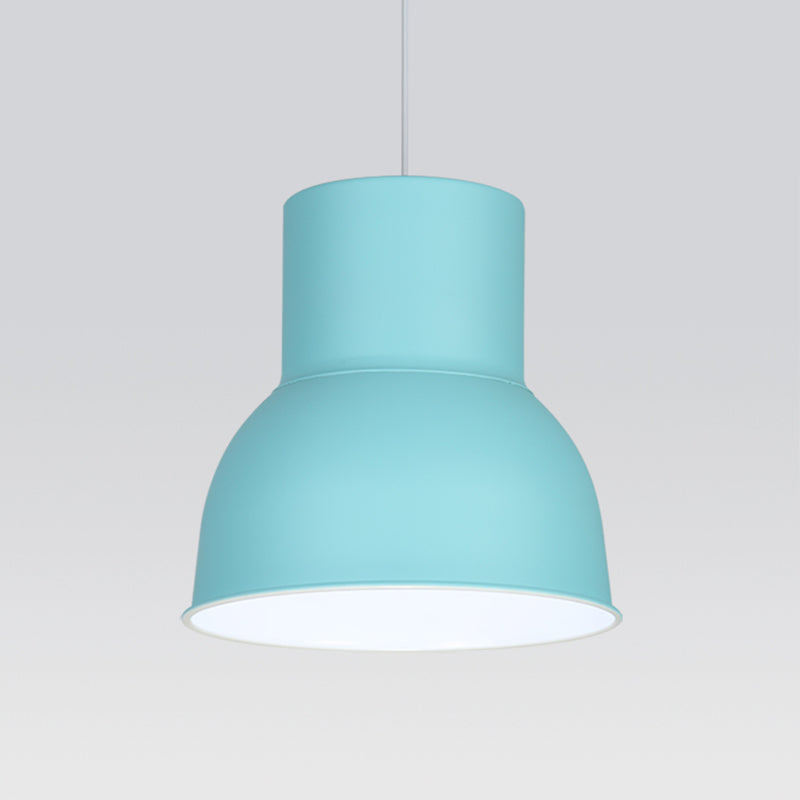 Metal Dome Shade Suspension Pendant Minimalist 10"/14"/15" Wide 1 Light Hanging Light Fixture in Blue/Green