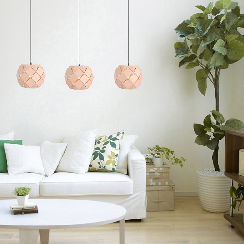 Laser-Cut Hanging Lamp Minimalist Metal 1 Light Living Room Pendant Lighting in Pink