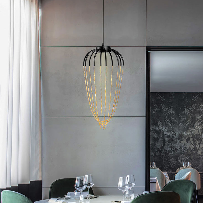 19 "/ 21" W CALIST PENDANT ÉCLAIRAGE LECLURATION METAL 1 LUMIÈRE LUMINE CONtemporaine Hanging Light en noir et or