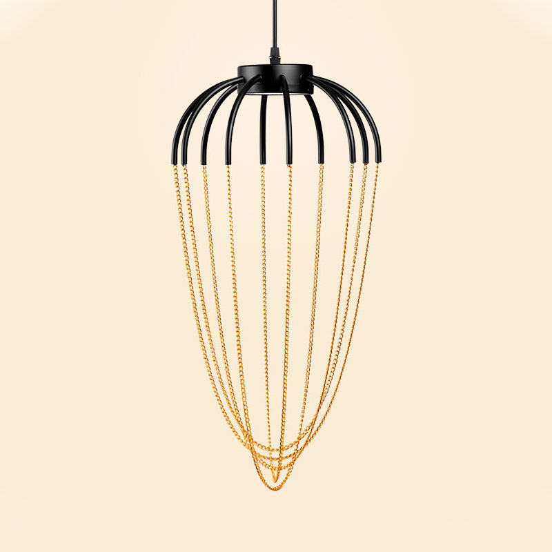 19 "/ 21" W CALIST PENDANT ÉCLAIRAGE LECLURATION METAL 1 LUMIÈRE LUMINE CONtemporaine Hanging Light en noir et or
