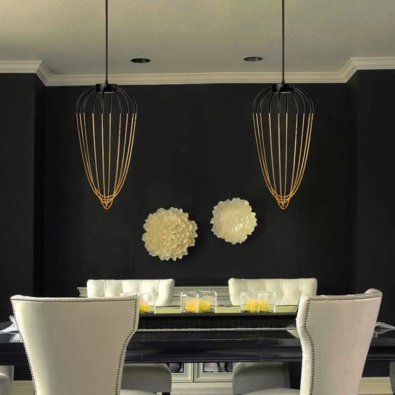 19 "/ 21" W CALIST PENDANT ÉCLAIRAGE LECLURATION METAL 1 LUMIÈRE LUMINE CONtemporaine Hanging Light en noir et or