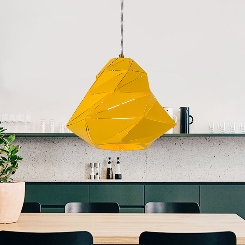 Geometric Pendant Lighting Fixture Modern Metal 1 Light Dining Room Hanging Ceiling Light in Yellow