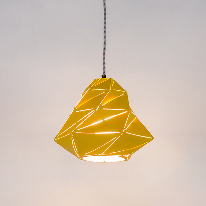 Geometric Pendant Lighting Fixture Modern Metal 1 Light Dining Room Hanging Ceiling Light in Yellow
