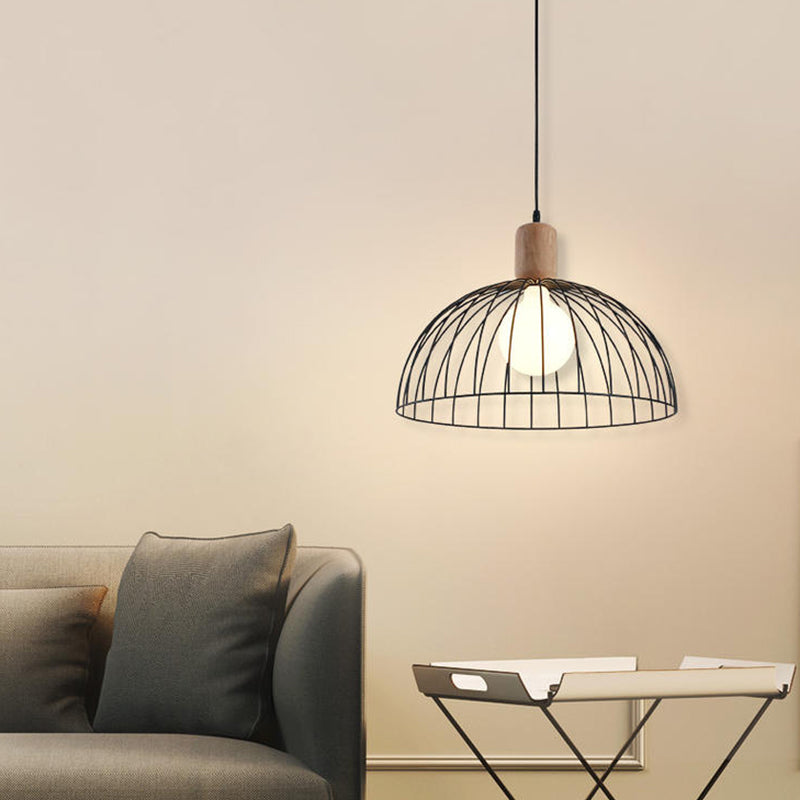 Kuppel Anhänger Beleuchtung Minimalist Metall 1 Kopf schwarzes Pendel Licht für Wohnzimmer