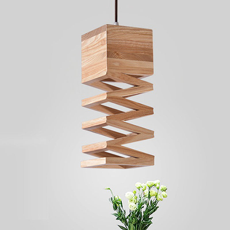 1 hoofd frame plafondlamp modernisme houten hanglamp lamp in beige voor woonkamer