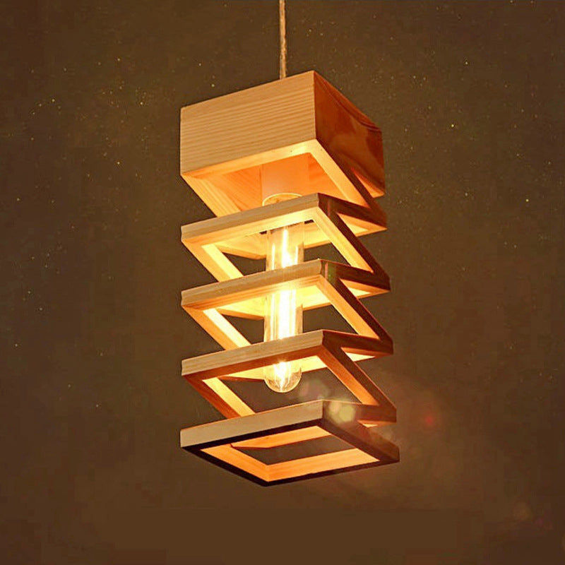 1 hoofd frame plafondlamp modernisme houten hanglamp lamp in beige voor woonkamer