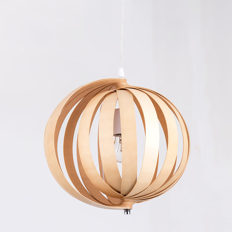 Globe Hanging Lighting Japanese Wood 14"/18" Wide 1 Bulb Beige Ceiling Pendant Light