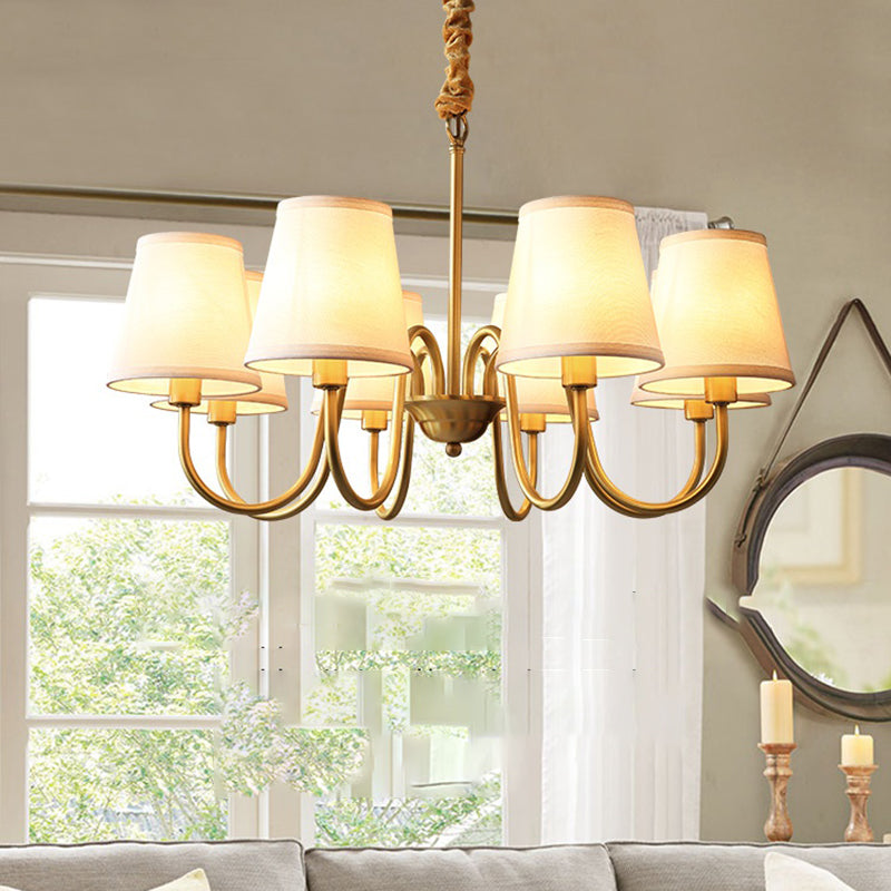 Gold Copper Pendant Light in Traditional Classic Style Flax Sputnik Hanging Light for Living Room