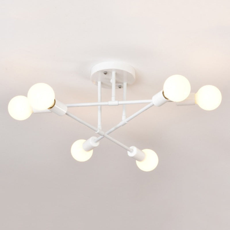 Metallic Semi Flush Light Fixtures Exposed Bulb Modern Bedroom Ceiling Flush Mount Lights