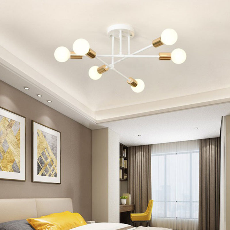 Metallic Semi Flush Light Fixtures Exposed Bulb Modern Bedroom Ceiling Flush Mount Lights