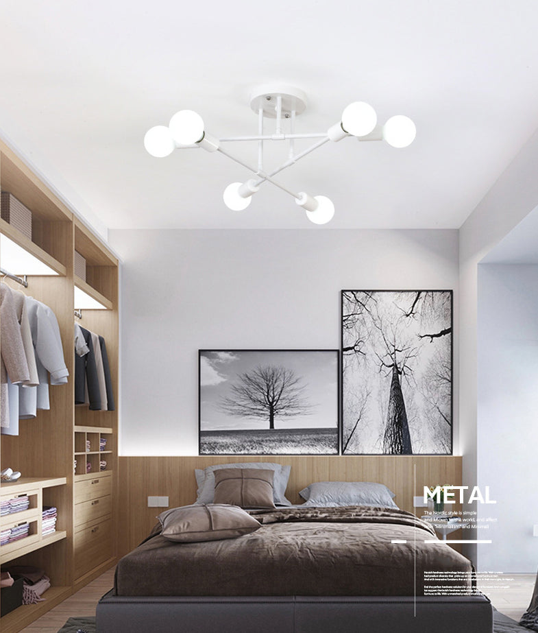 Metallic Semi Flush Light Fixtures Exposed Bulb Modern Bedroom Ceiling Flush Mount Lights