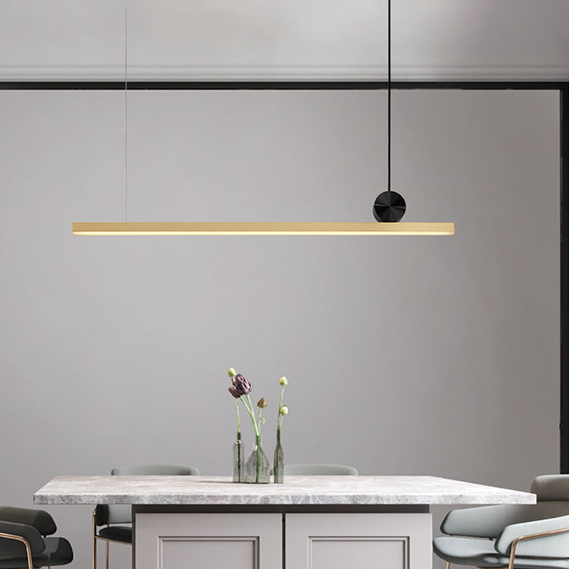 Gold Finish Linear Pendant Lighting Minimalist 34.5"/46.5" Wide LED Acrylic over Island Lighting