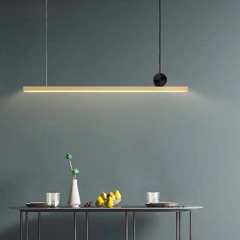 Gold Finish Linear Pendant Lighting Minimalist 34.5"/46.5" Wide LED Acrylic over Island Lighting