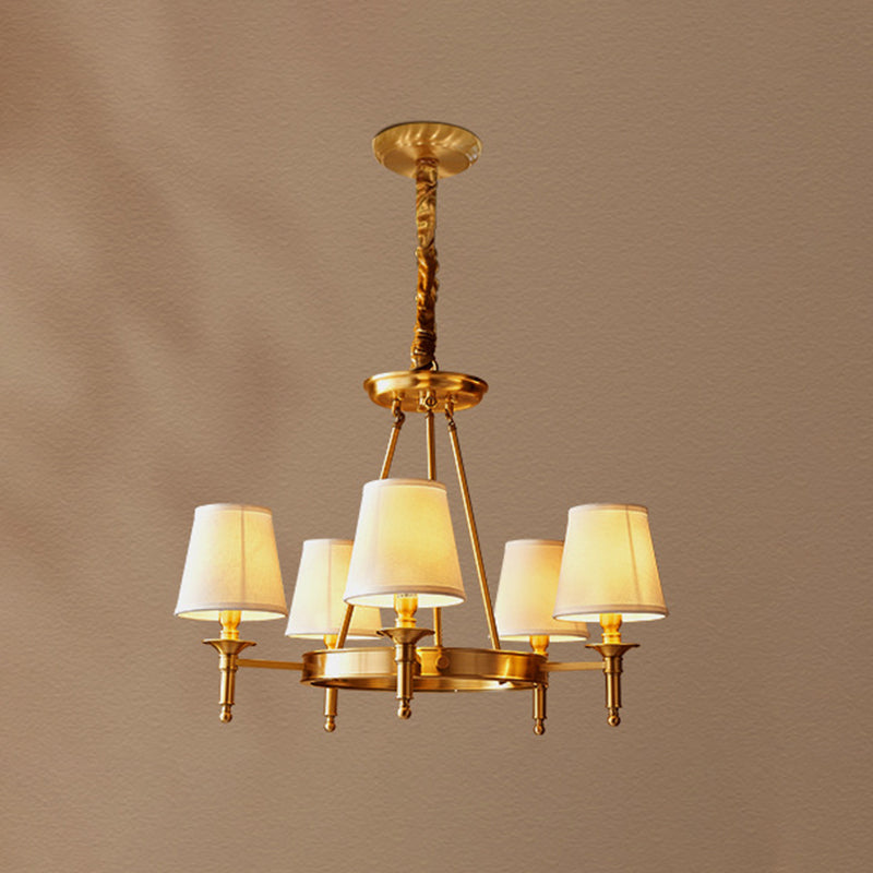 Gold Copper Pendant Light in Traditional Classic Style Fabrics Sputnik Hanging Light for Living Room