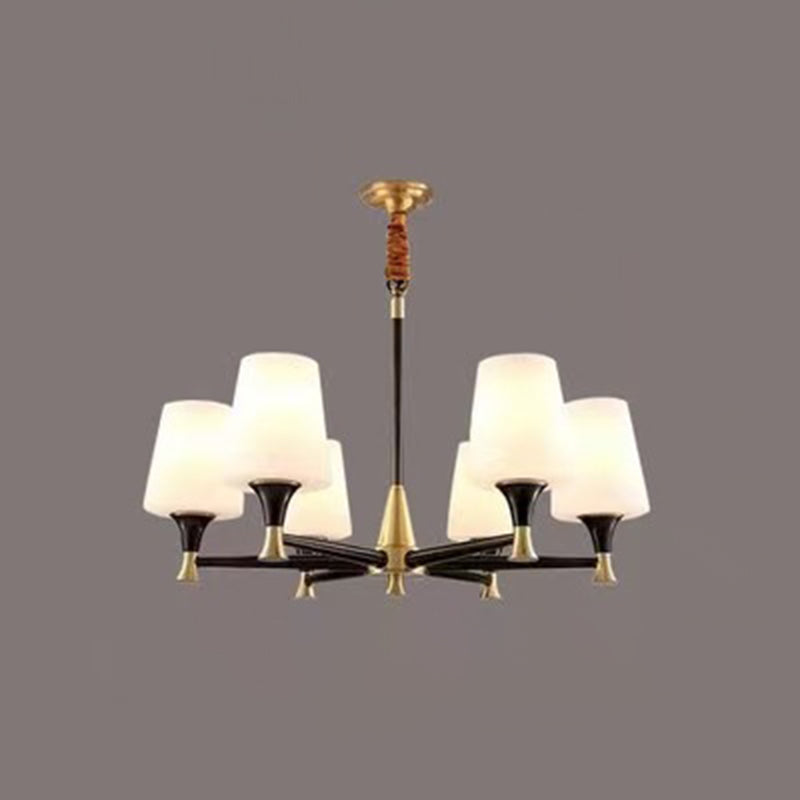 Cup Chandelier Light Fixture Traditional Opal Glass Pendant Lighting for Restaurant