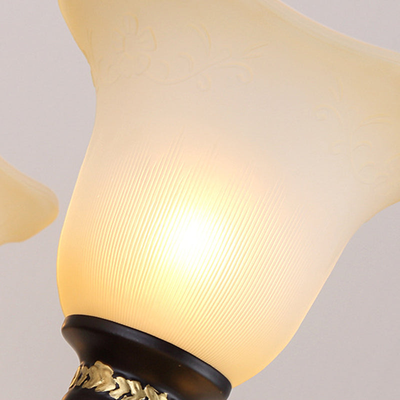 Bell-Shaped Shade Chandelier Light Fixture Traditional White Glass Pendant Lighting for Restaurant