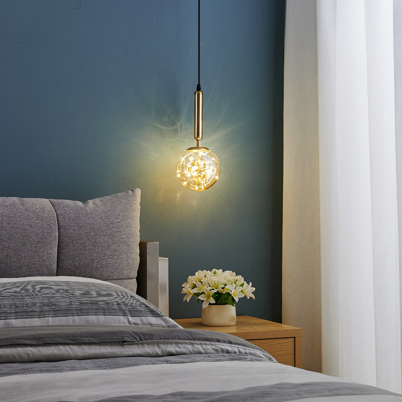 Pendante à LED créative moderne LEMPRE LETURE THRURGED FER LUMIRE À LA CHARGE EN VERRE CARRE